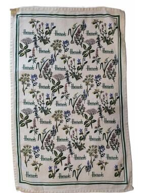 HARRODS Flower And Herb Linen Tea Towel